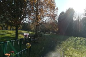 Autumn at Bramcote - Floral tributes and trees